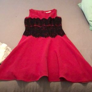 NWT pink and black lace midi dress